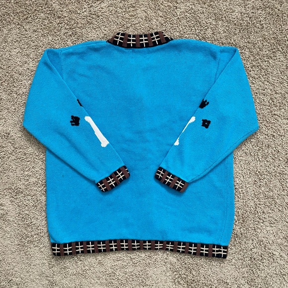Vintage 90s Storybook Knits Sweater Women’s XL Cardigan Playful Dog Puppy Cute - Picture 5 of 6
